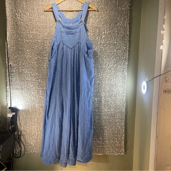 Free People Free-Est Sun-Drenched Overalls Jumpsuit Wide-Leg Slouchy XS Bohemian - Picture 2 of 13